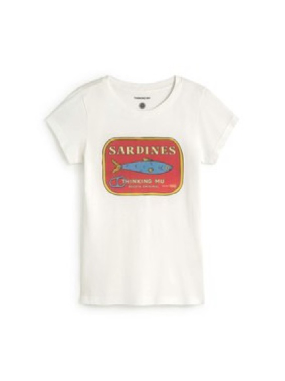 White 'Sardines' Graphic Short Sleeve Tee